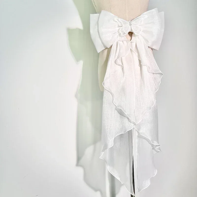 Wedding Dress Supply - Arc traînant en soie brillante, Double