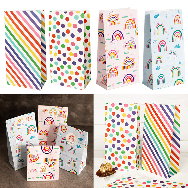 Wedding Supply.Box - Petits sacs en papier imprimés arc-en-ciel,
