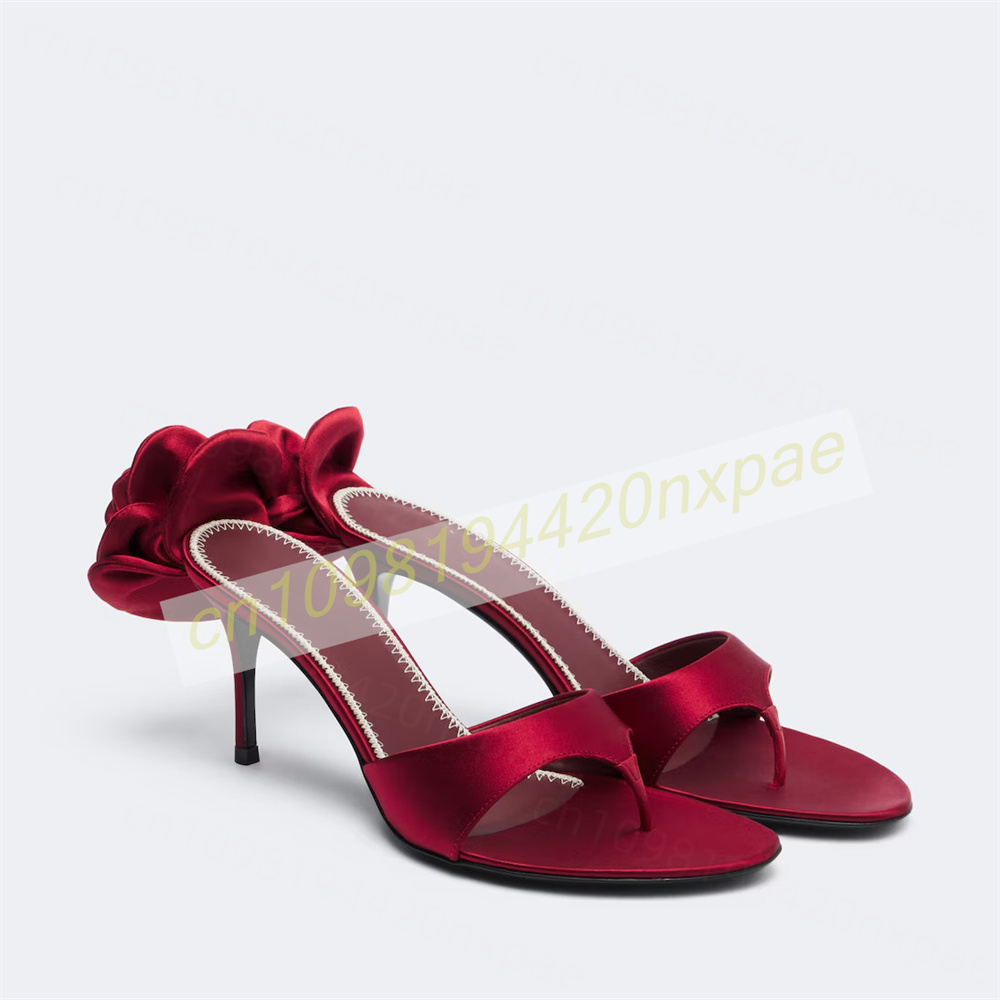 Wedding Dress Supply - Sandales mules en satin rouge pour
