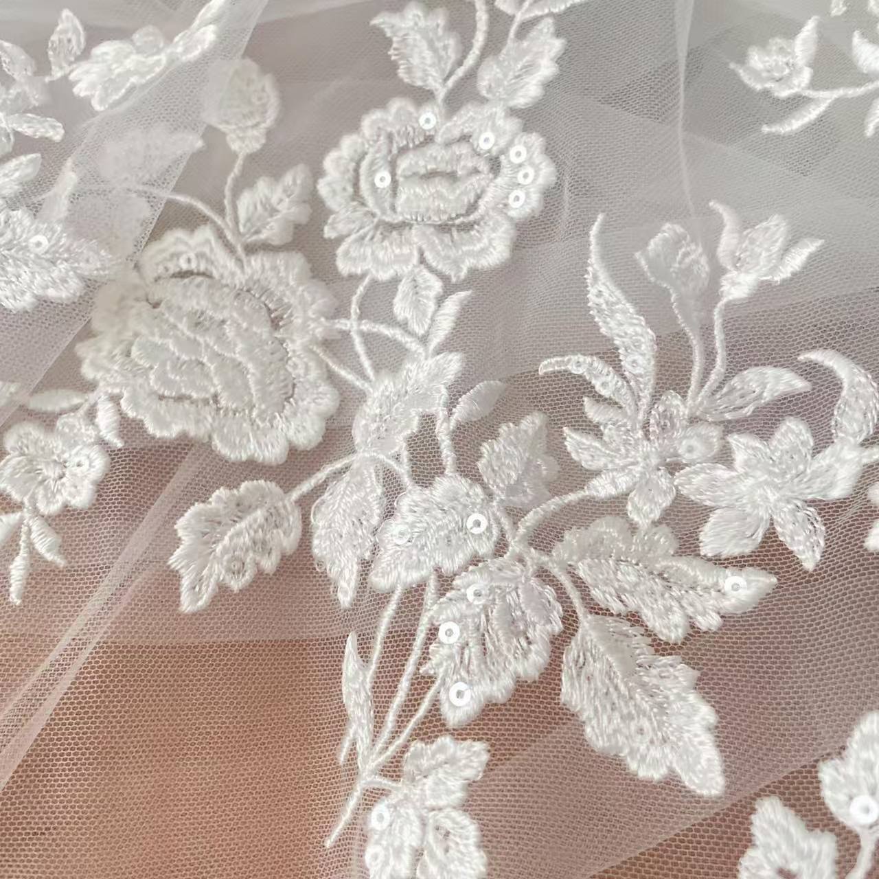 Wedding Dress Supply - Tissu en dentelle brodée française, belle