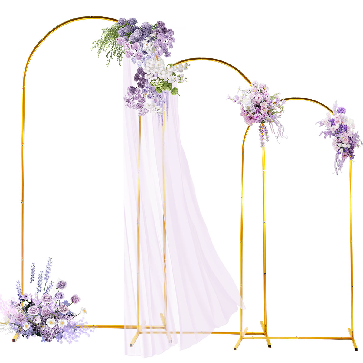 Wedding Support - Kits d'arc en métal doré, support