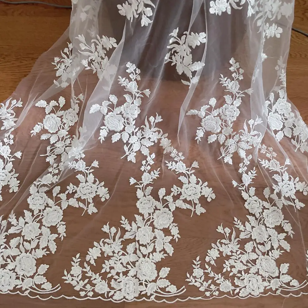 Tissu en dentelle brodée franç - Wedding Dress Supply avis et prix